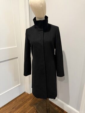 Banana Republic Black Wool Cashmere Coat XS | Tailored Stand Collar Classic